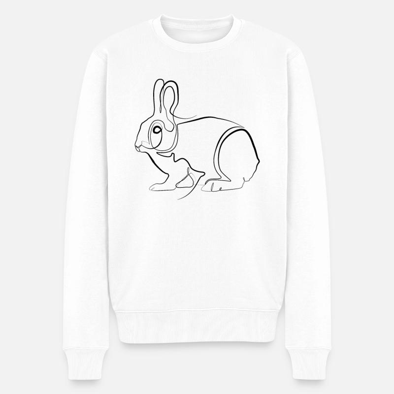 Lapin lapin - one-line drawing - Pull Premium bio Homme - blanc