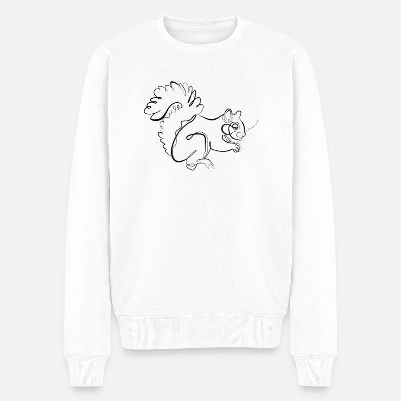 Eichhörnchen - one line drawing - Männer Premium Bio Pullover - Weiß