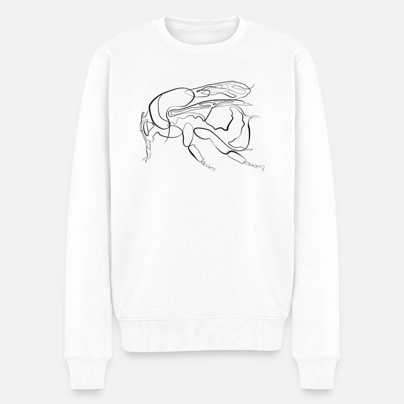 Hummel Imker - one line drawing - Männer Premium Bio Pullover - Weiß