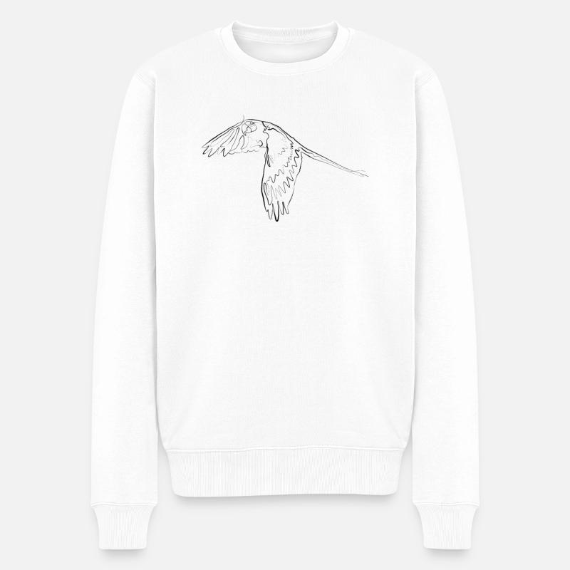 Papagei - one line draawing - Männer Premium Bio Pullover - Weiß