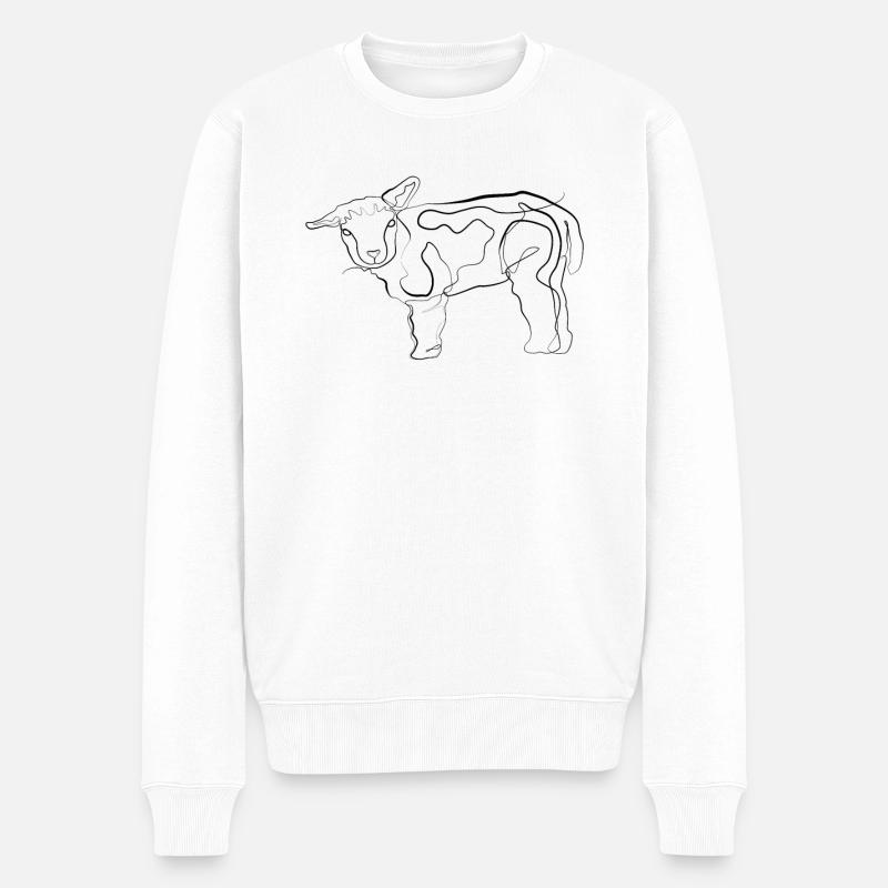 Baby Schaf Lamm - one line drawing - Männer Premium Bio Pullover - Weiß