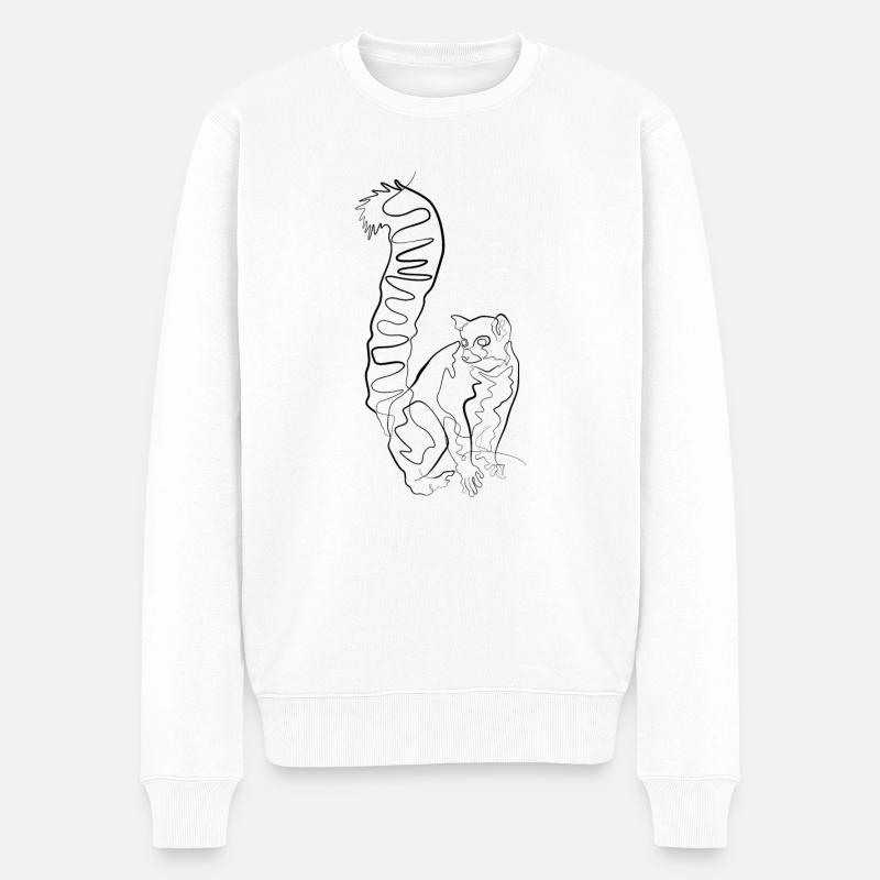 Lemur Madagascar - one line drawing - Pull Premium bio Homme - blanc