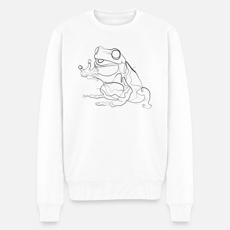 Grenouille - one line drawing - Pull Premium bio Homme - blanc