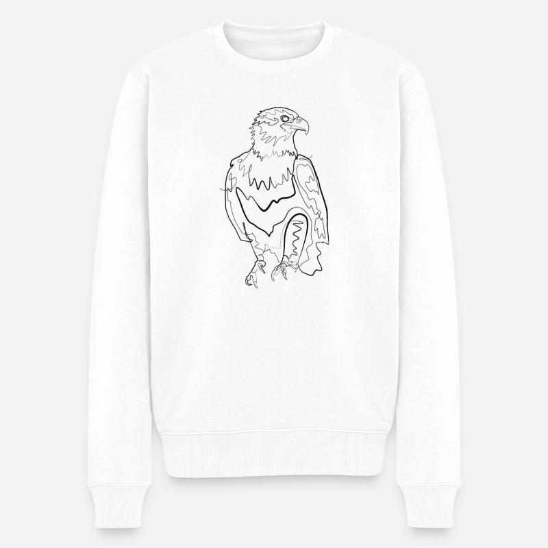 Aigle - one line drawing - Pull Premium bio Homme - blanc