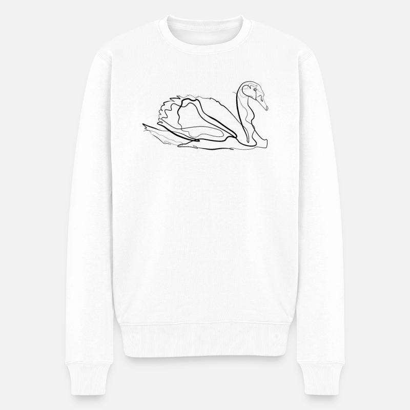Schwan Ballett - one line drawing - Männer Premium Bio Pullover - Weiß