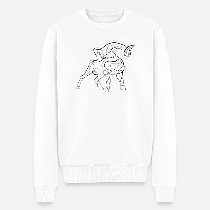 Bélier - one line drawing - Pull Premium bio Homme - blanc