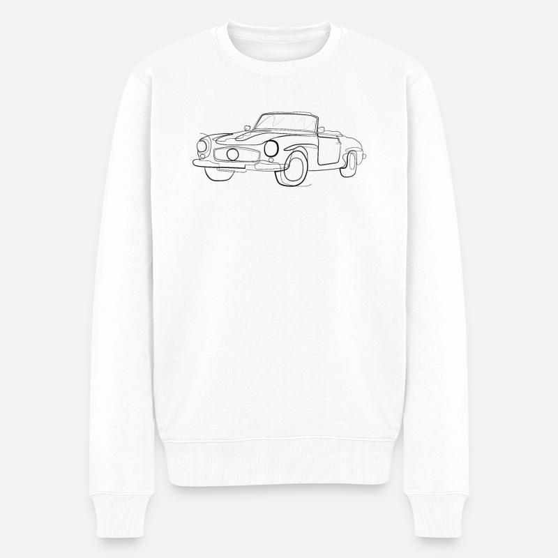 Oldtimer Cabrio - one line drawing - Pull Premium bio Homme - blanc