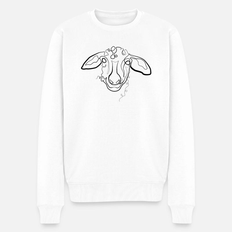 Hirte Schaf - one line drawing - Männer Premium Bio Pullover - Weiß