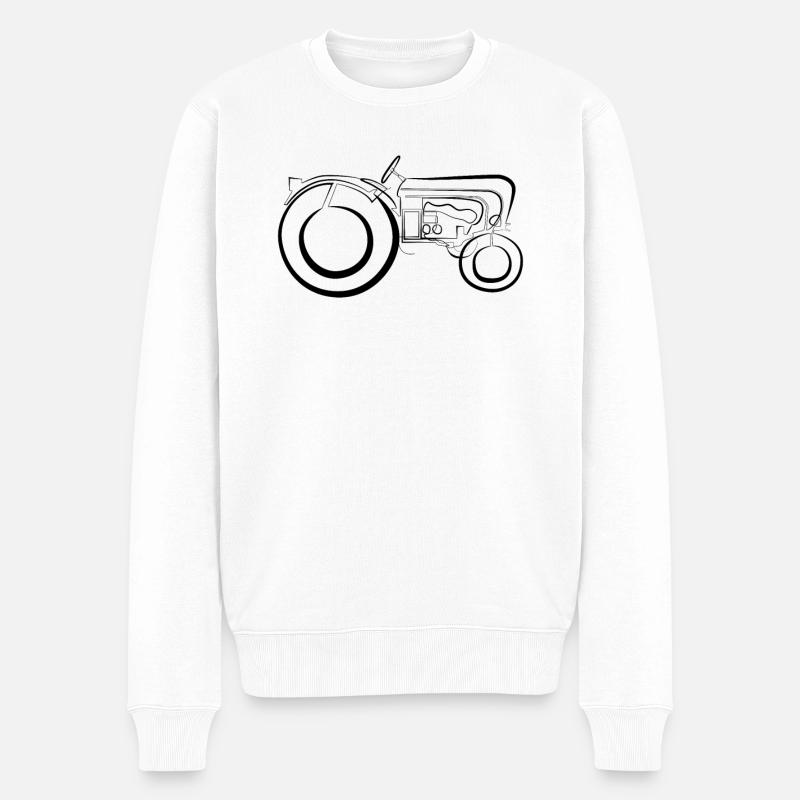 Oldtimer Traktor - one line drawing - Pull Premium bio Homme - blanc