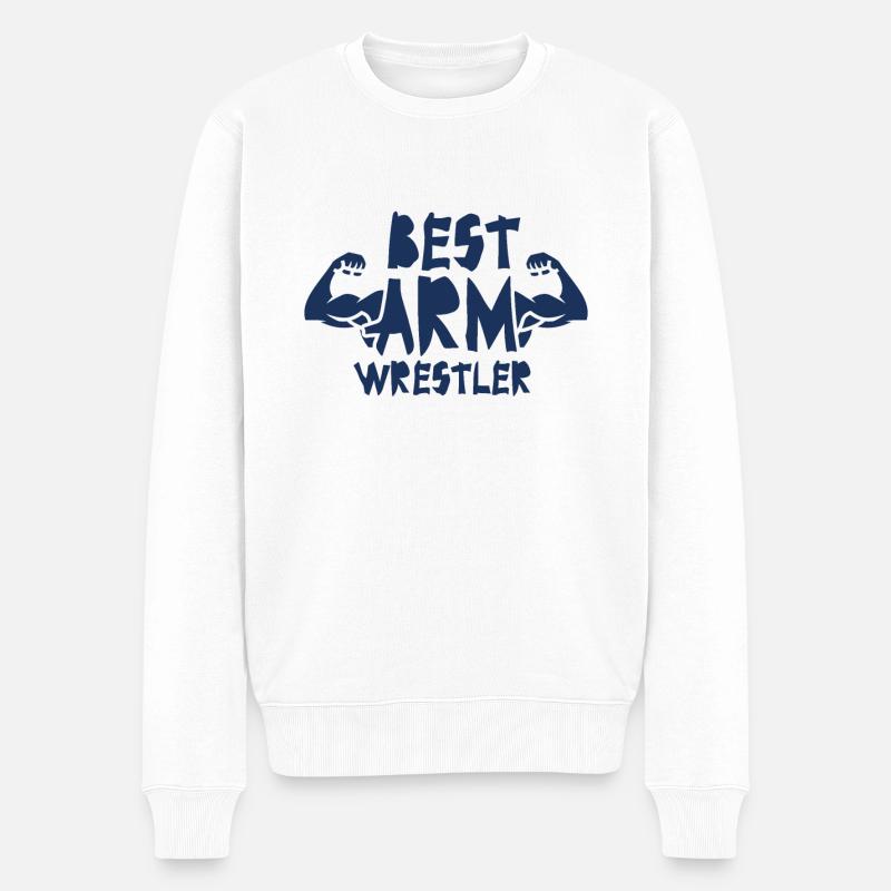Armdrücken - Männer Premium Bio Pullover - Weiß