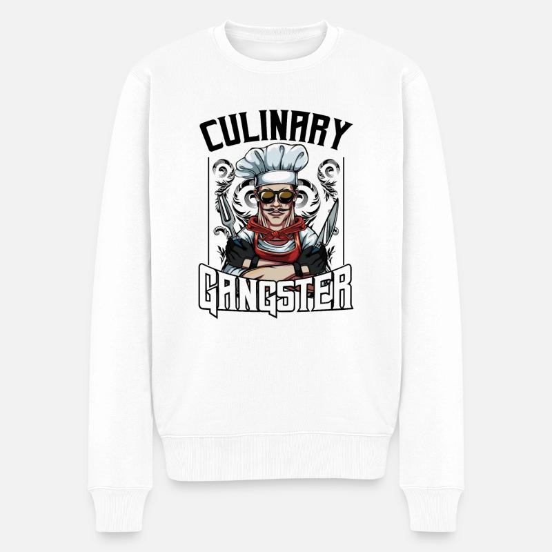 Culinary Gangster Cool Chefkoch Kochkunst Geschenk - Männer Premium Bio Pullover - Weiß