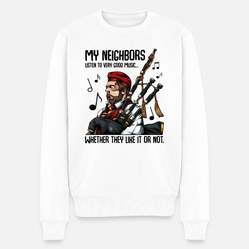 Cornemuse fraîche Cadeau de cornemuse - Pull Premium bio Homme - blanc