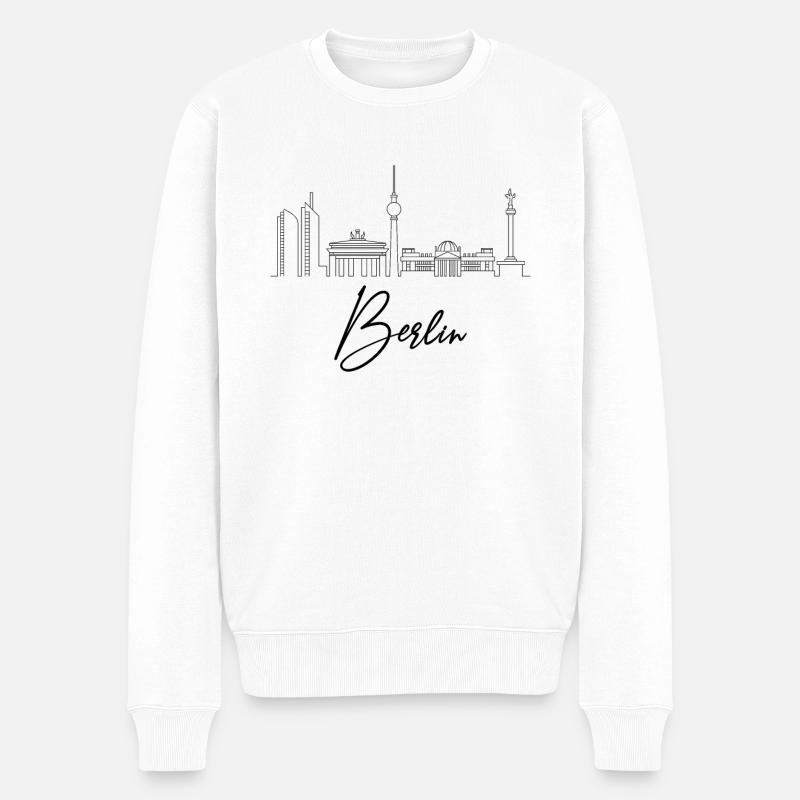 Berlin - Männer Premium Bio Pullover - Weiß