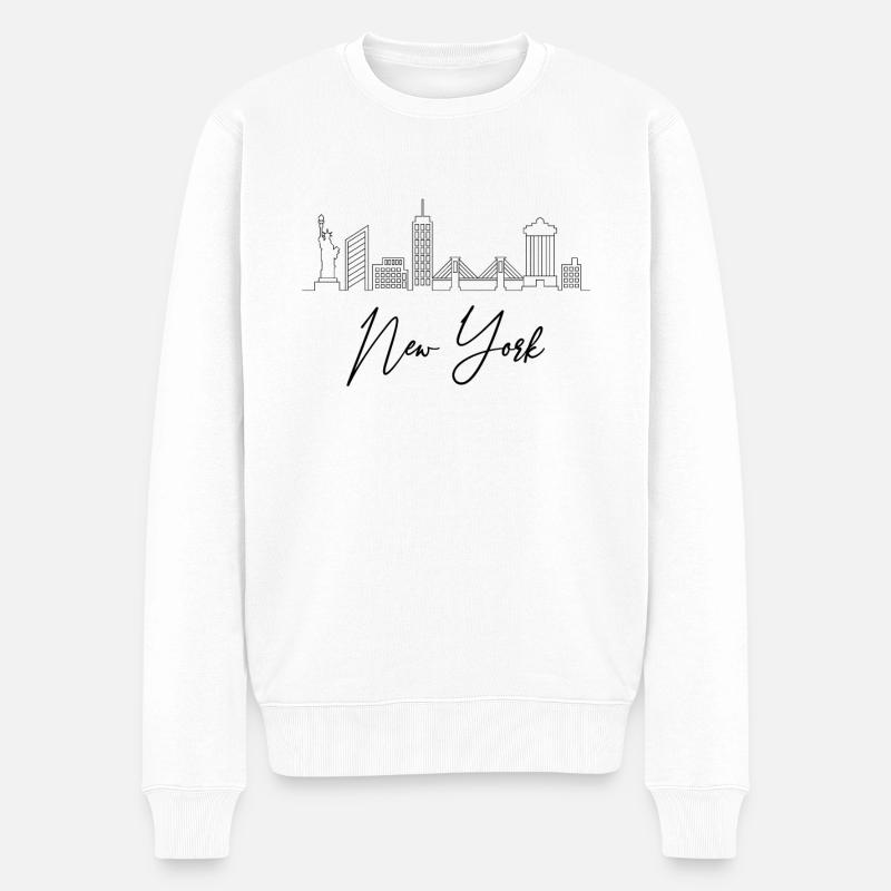 New York - Männer Premium Bio Pullover - Weiß