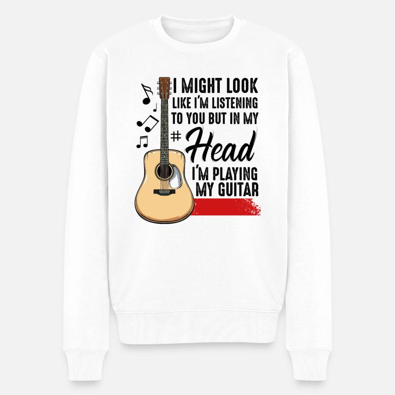 guitares - Pull Premium bio Homme - blanc