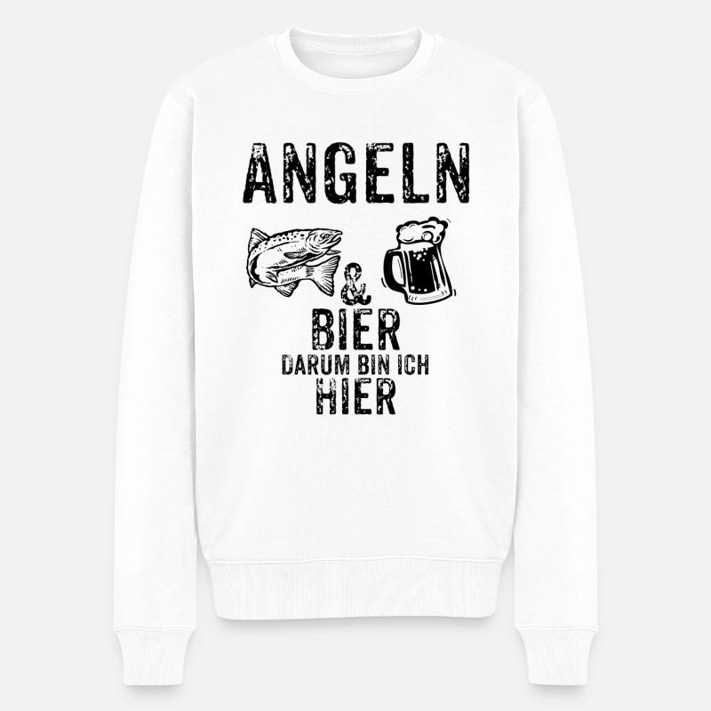 Angeln und Bier - Männer Premium Bio Pullover - Weiß