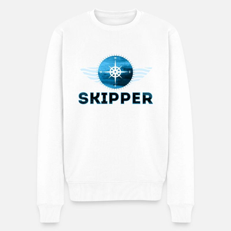 Skipper Segeln Segelschiff Segelboot Segelschiffe - Männer Premium Bio Pullover - Weiß