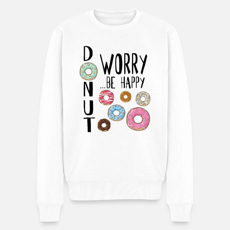 Donut Worry ... Be Happy! - Männer Premium Bio Pullover - Weiß