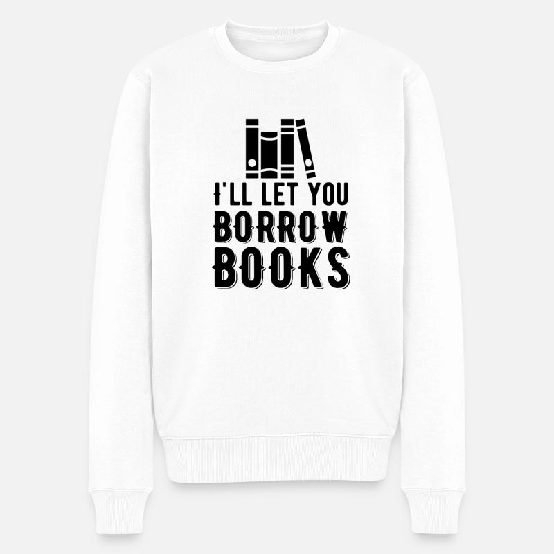 Bibliothek Ich Verleihe Bücher - Männer Premium Bio Pullover - Weiß