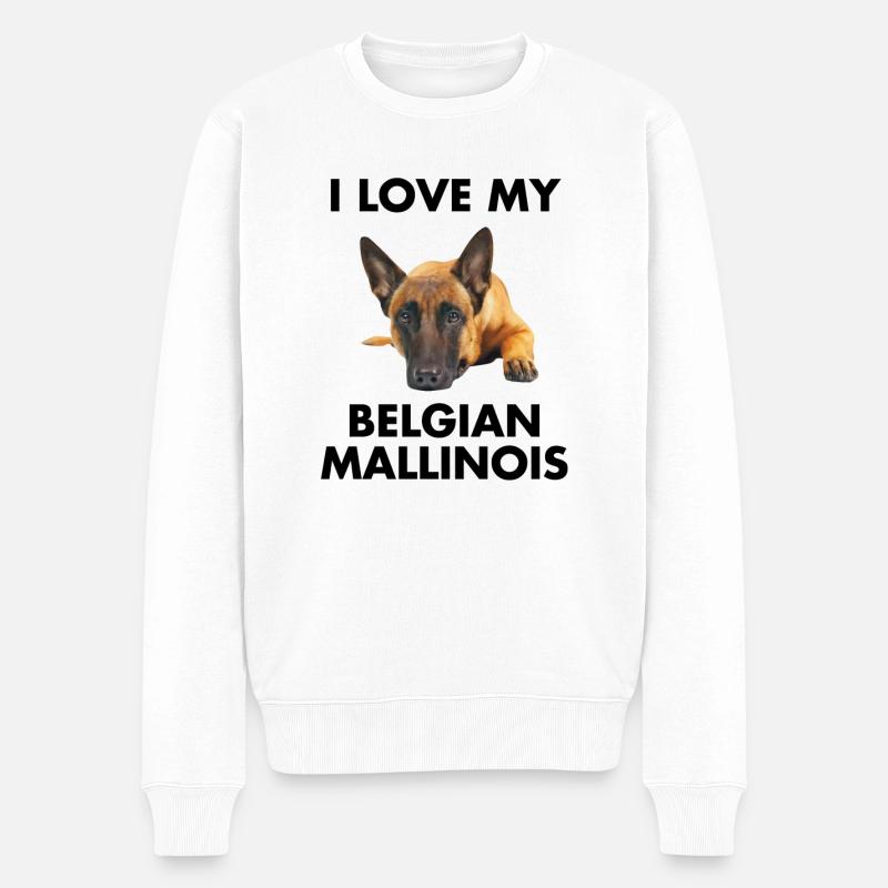 Süßes belgisches Mallinois Hundegeschenk - Männer Premium Bio Pullover - Weiß