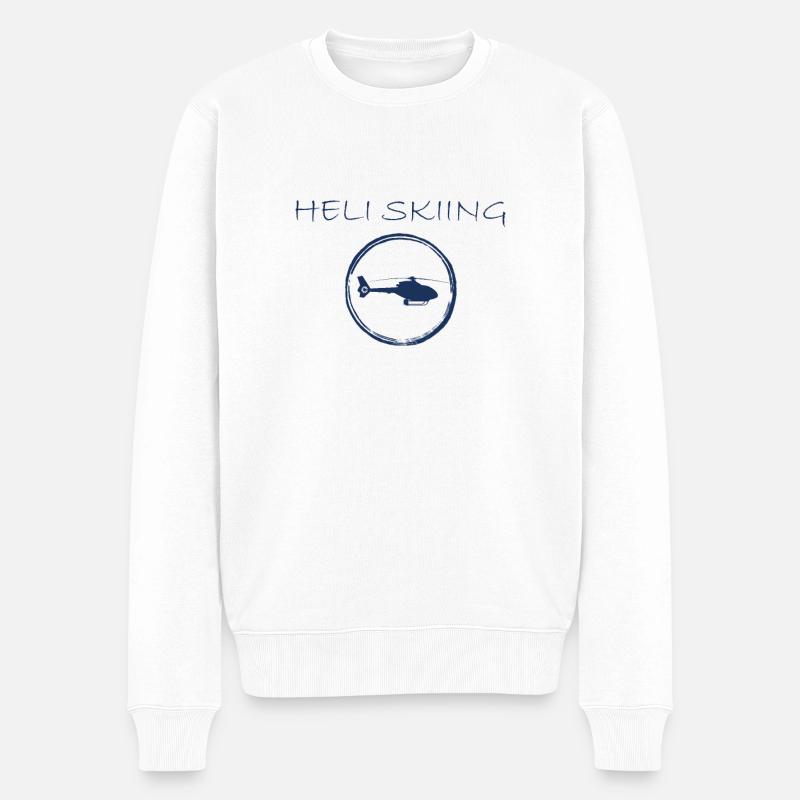 Skier Heli Skifahren Heli Skiing Helikopter Ski - Männer Premium Bio Pullover - Weiß
