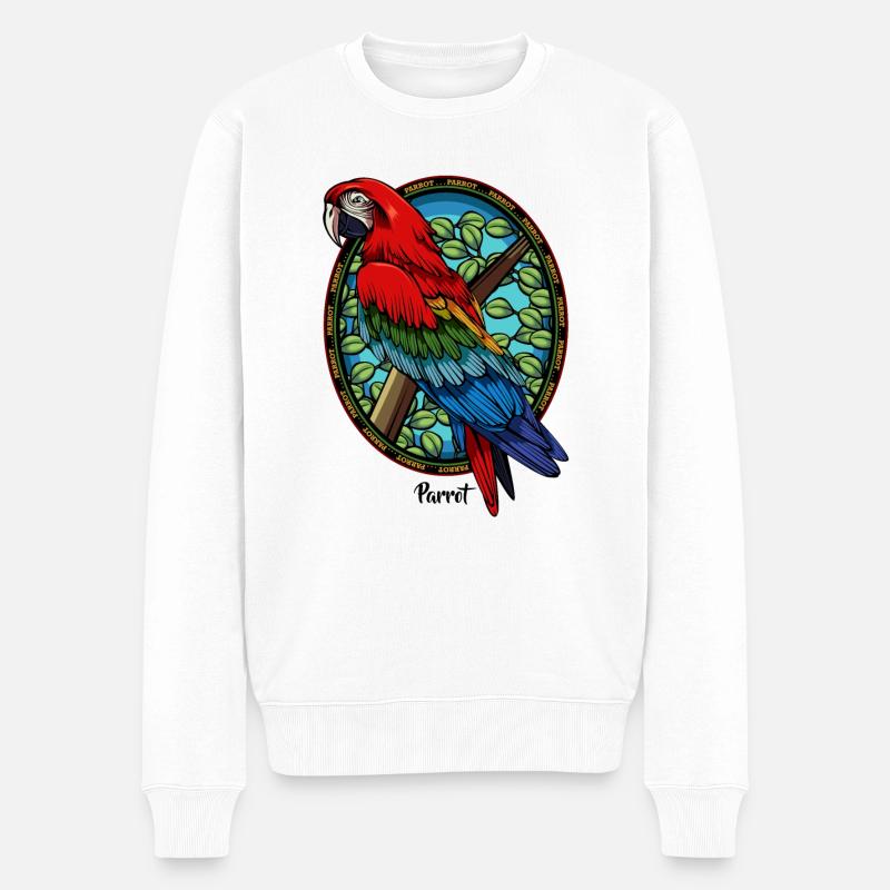 Papagei - Männer Premium Bio Pullover - Weiß
