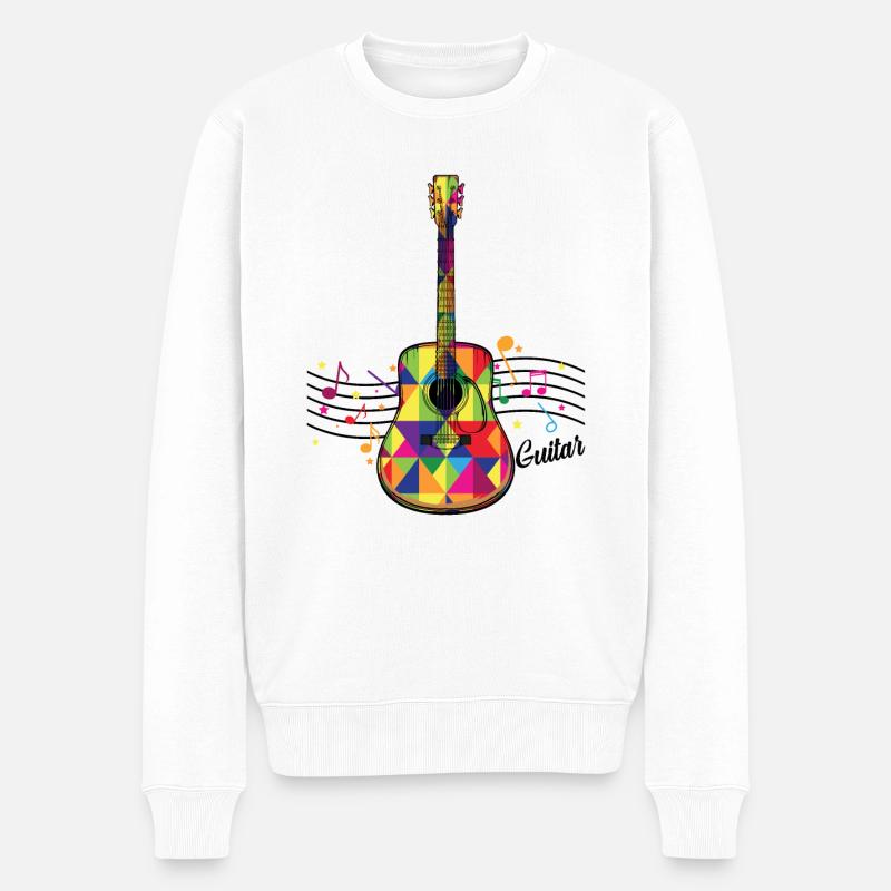 Gitarre - Männer Premium Bio Pullover - Weiß
