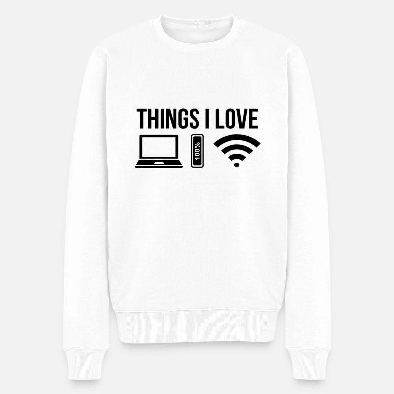 Nerd - Männer Premium Bio Pullover - Weiß