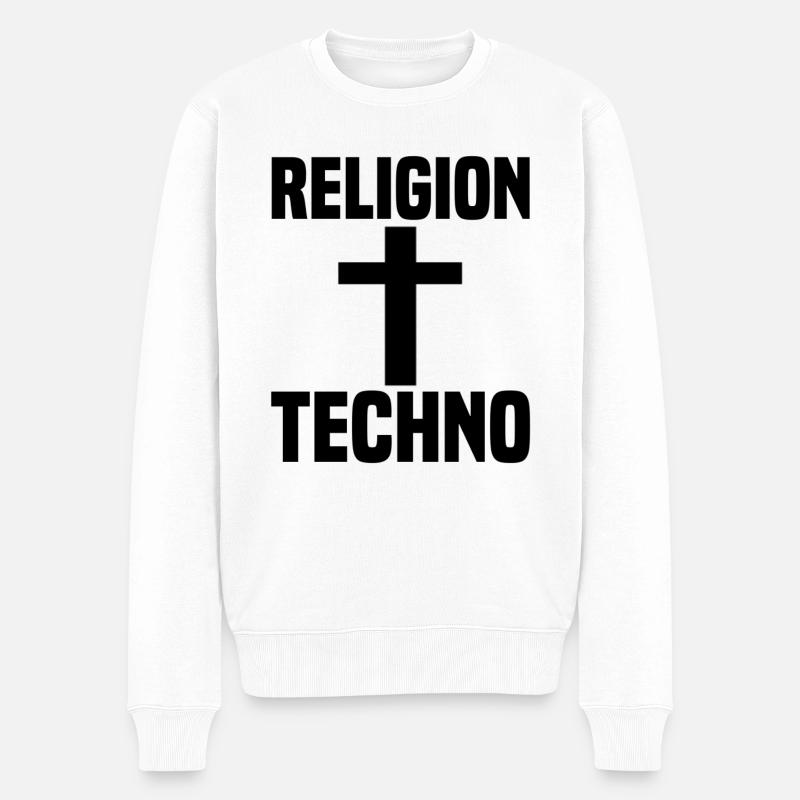 Techno - Männer Premium Bio Pullover - Weiß