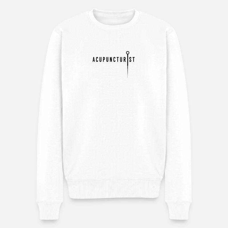 Akupunkturist Nadel - Männer Premium Bio Pullover - Weiß
