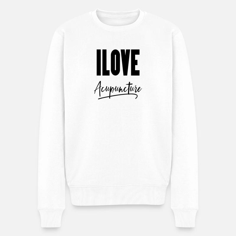 Ich liebe Akupunktur - Männer Premium Bio Pullover - Weiß