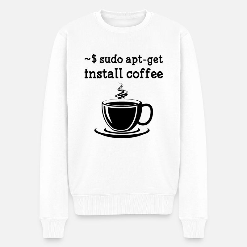 Sudo Apt-Get Install Coffee Linux - Männer Premium Bio Pullover - Weiß