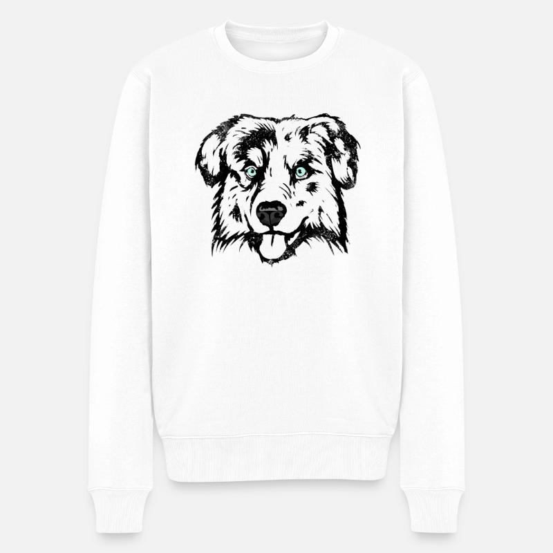 AUSTRALIAN SHEPHERD - Pull Premium bio Homme - blanc