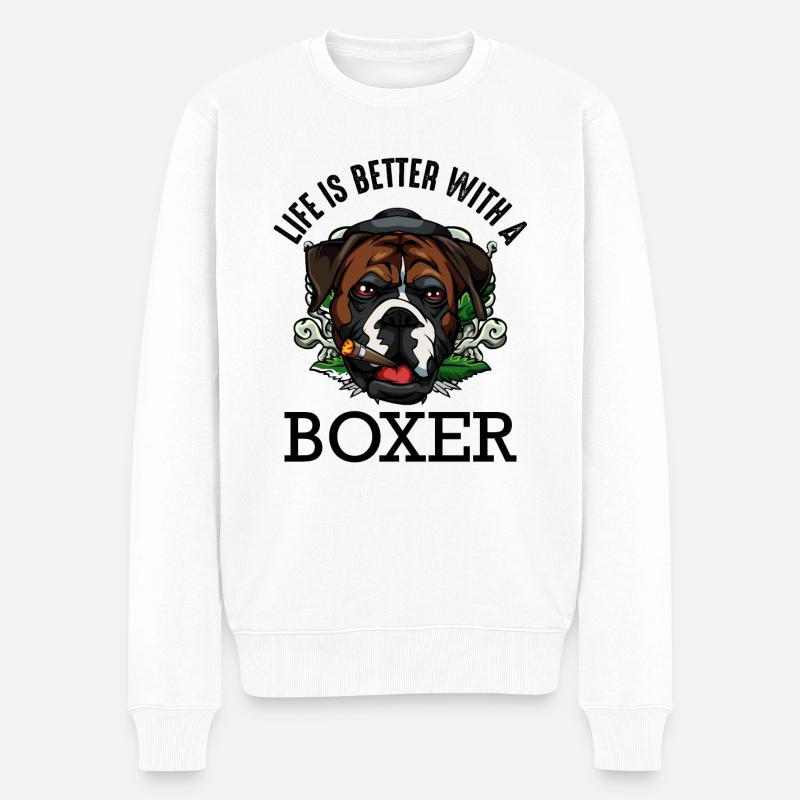 Boxer - Männer Premium Bio Pullover - Weiß