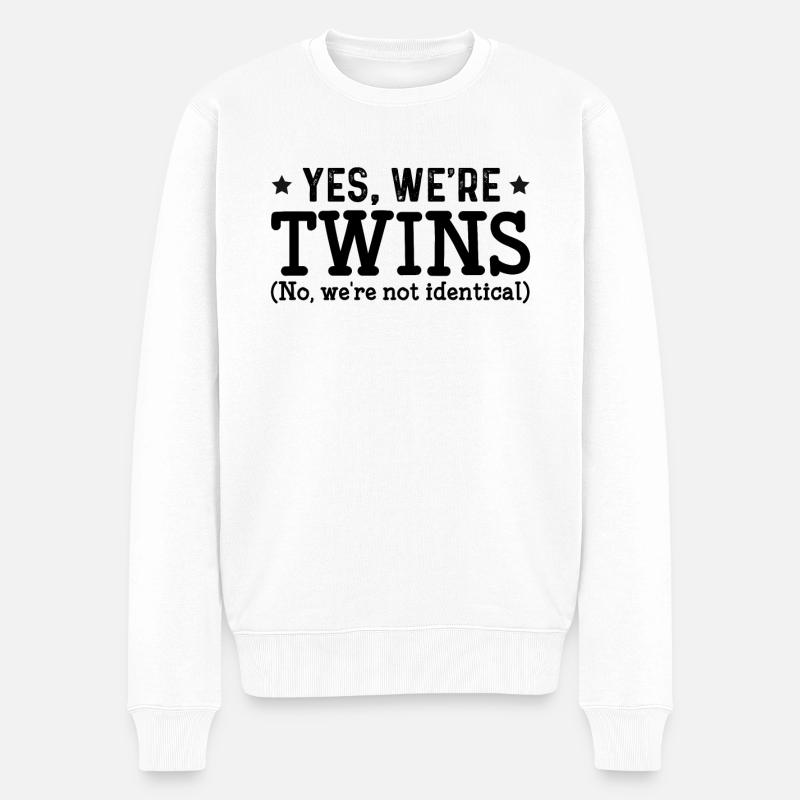 Ja Wir Sind Zwillinge - Männer Premium Bio Pullover - Weiß