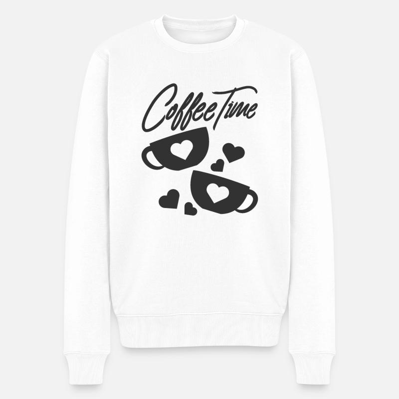 Kaffee - Männer Premium Bio Pullover - Weiß