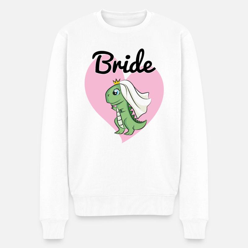 Bride to be Dino Dinosaurier JGA Hochzeit Heirat - Männer Premium Bio Pullover - Weiß