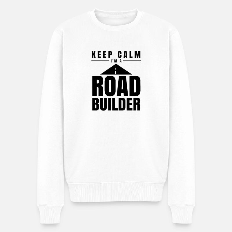 Asphalt Straßenbau Straßenbauer - Männer Premium Bio Pullover - Weiß