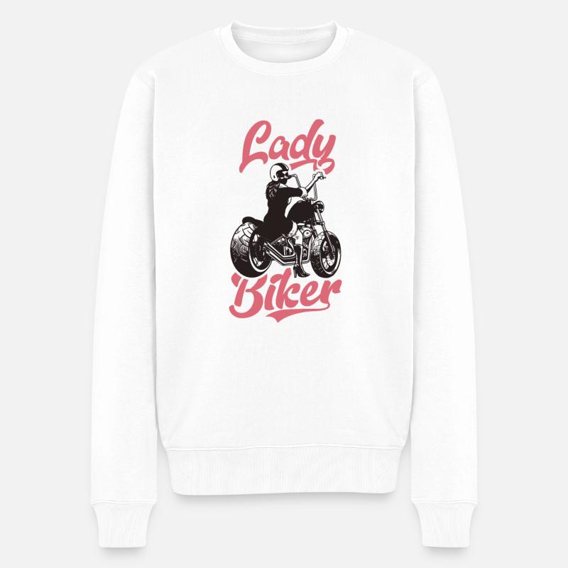 Lady Biker - Männer Premium Bio Pullover - Weiß