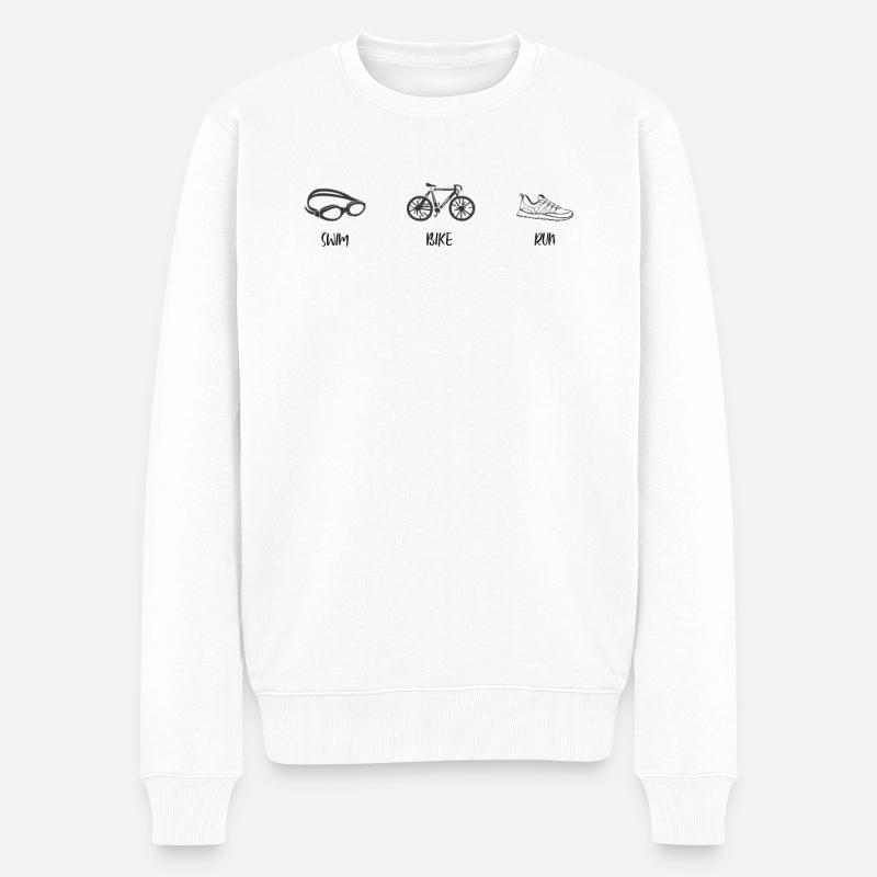 Swim Bike Run - Männer Premium Bio Pullover - Weiß