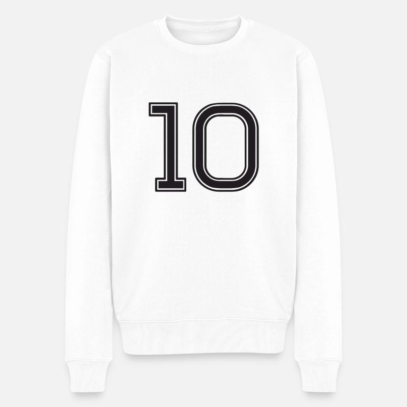 Trikotnummer 10 - Männer Premium Bio Pullover - Weiß