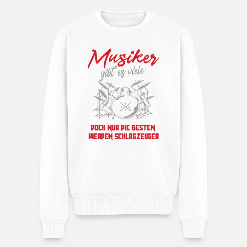 Schlagzeuger - Männer Premium Bio Pullover - Weiß
