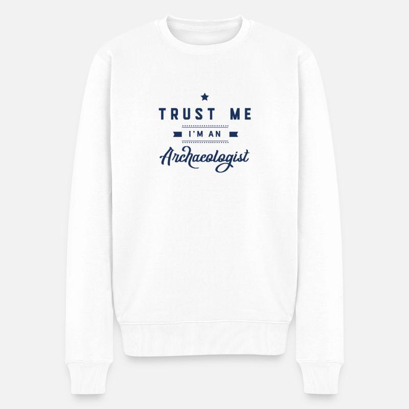 Archäologin - Männer Premium Bio Pullover - Weiß