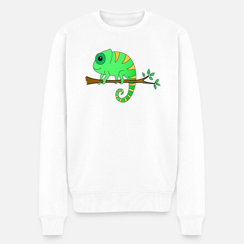 Caméléon sur une branche - Pull Premium bio Homme - blanc