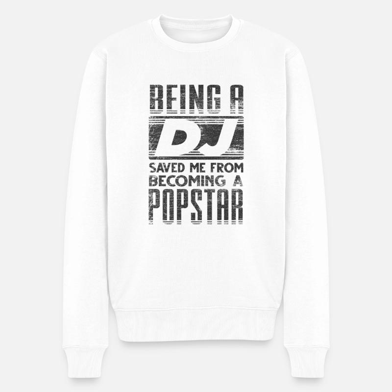 DJ - Männer Premium Bio Pullover - Weiß