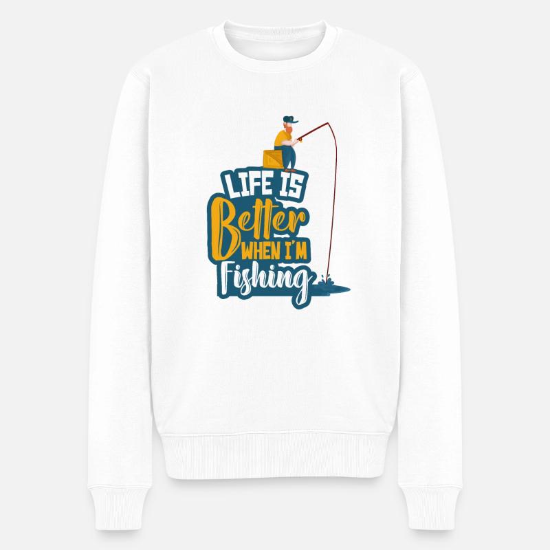 Angler Angeln - Männer Premium Bio Pullover - Weiß