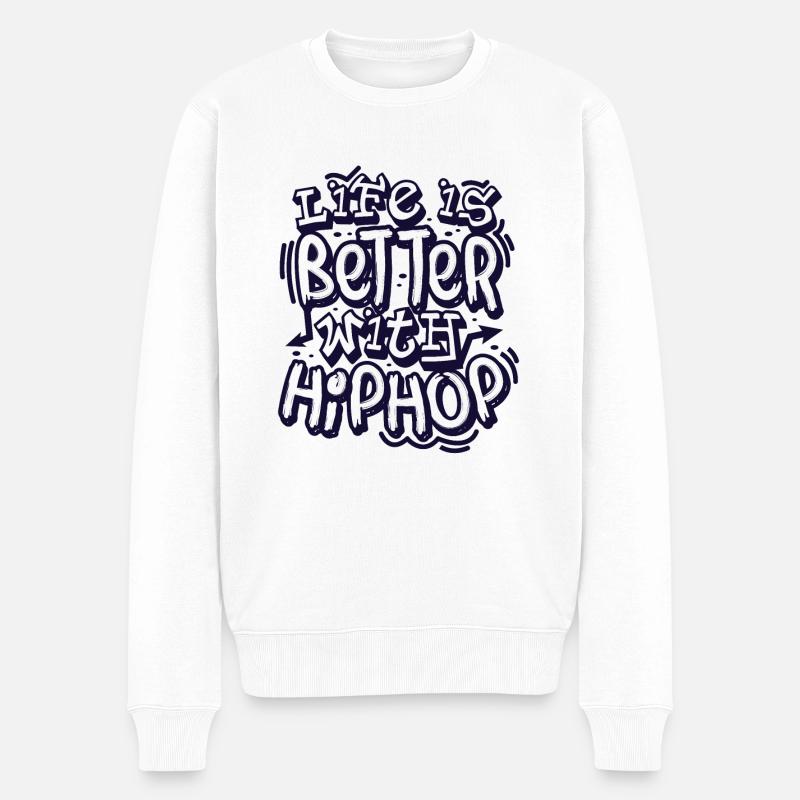 Hip Hop - Männer Premium Bio Pullover - Weiß