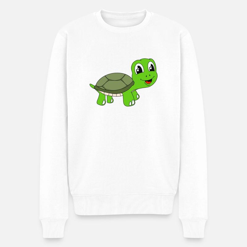 Niedliche Schildkröte Kinder Cartoon - Männer Premium Bio Pullover - Weiß