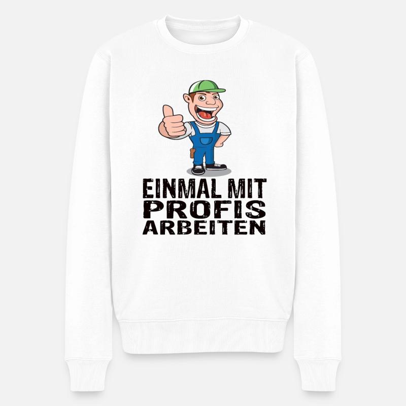 Einmal mit Profis arbeiten - Männer Premium Bio Pullover - Weiß