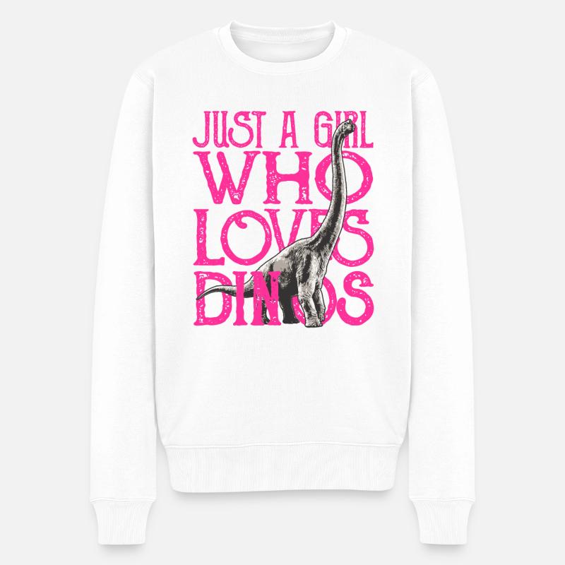 Nur ein Mädchen, das Dinos liebt - Männer Premium Bio Pullover - Weiß